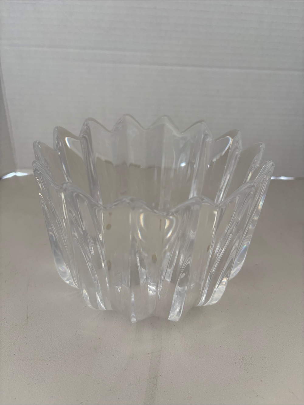 1980’s Orrefors Fleur Swedish Crystal Bowl. Signed